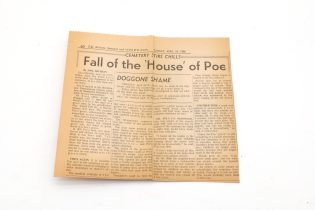 1966 Newspaper Article "Fall of the 'House' of Poe" The Atlanta Journal