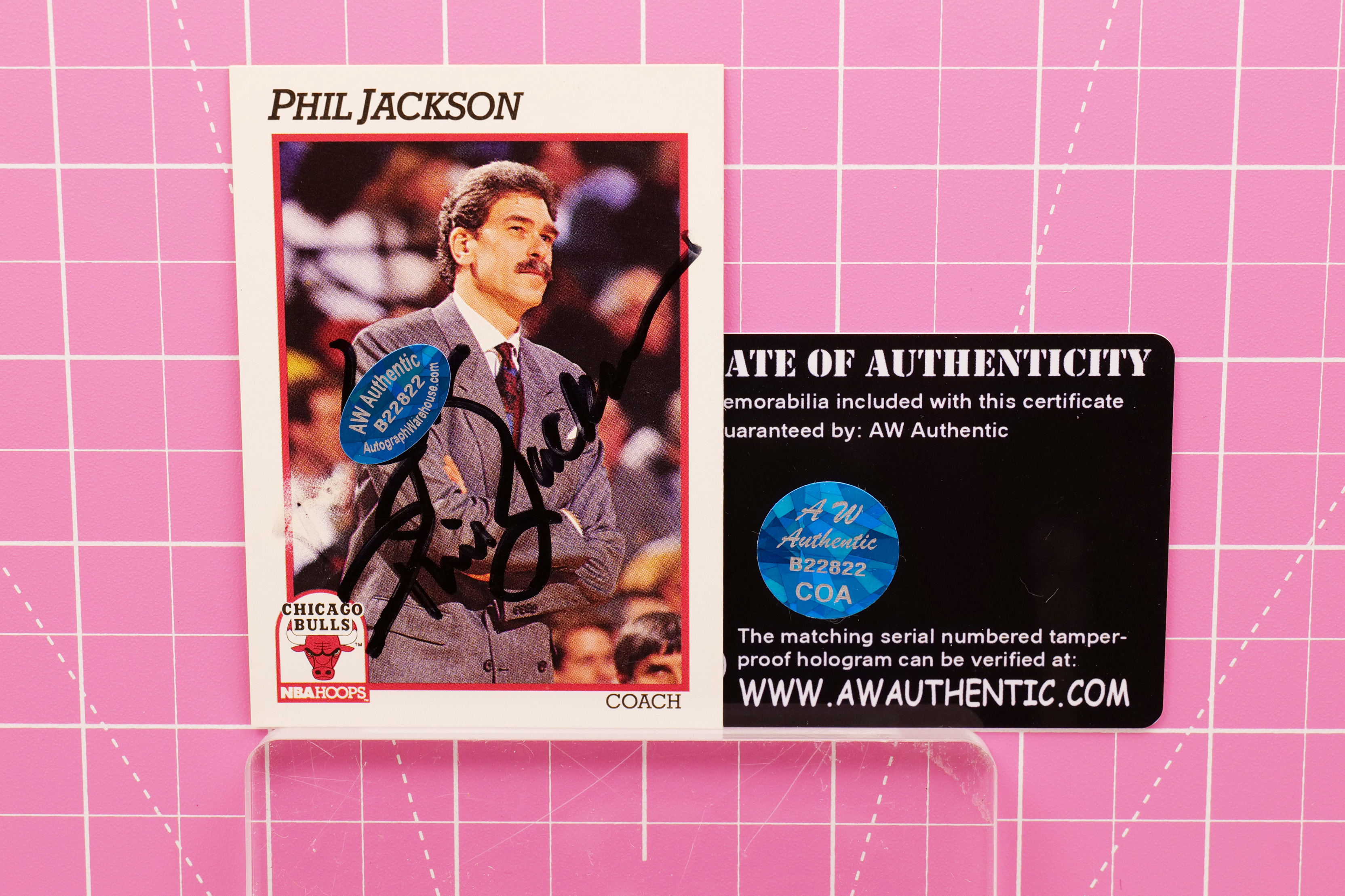 1991 NBA Hoops Phil Jackson Chicago Bulls Coach Autograph w/ COA