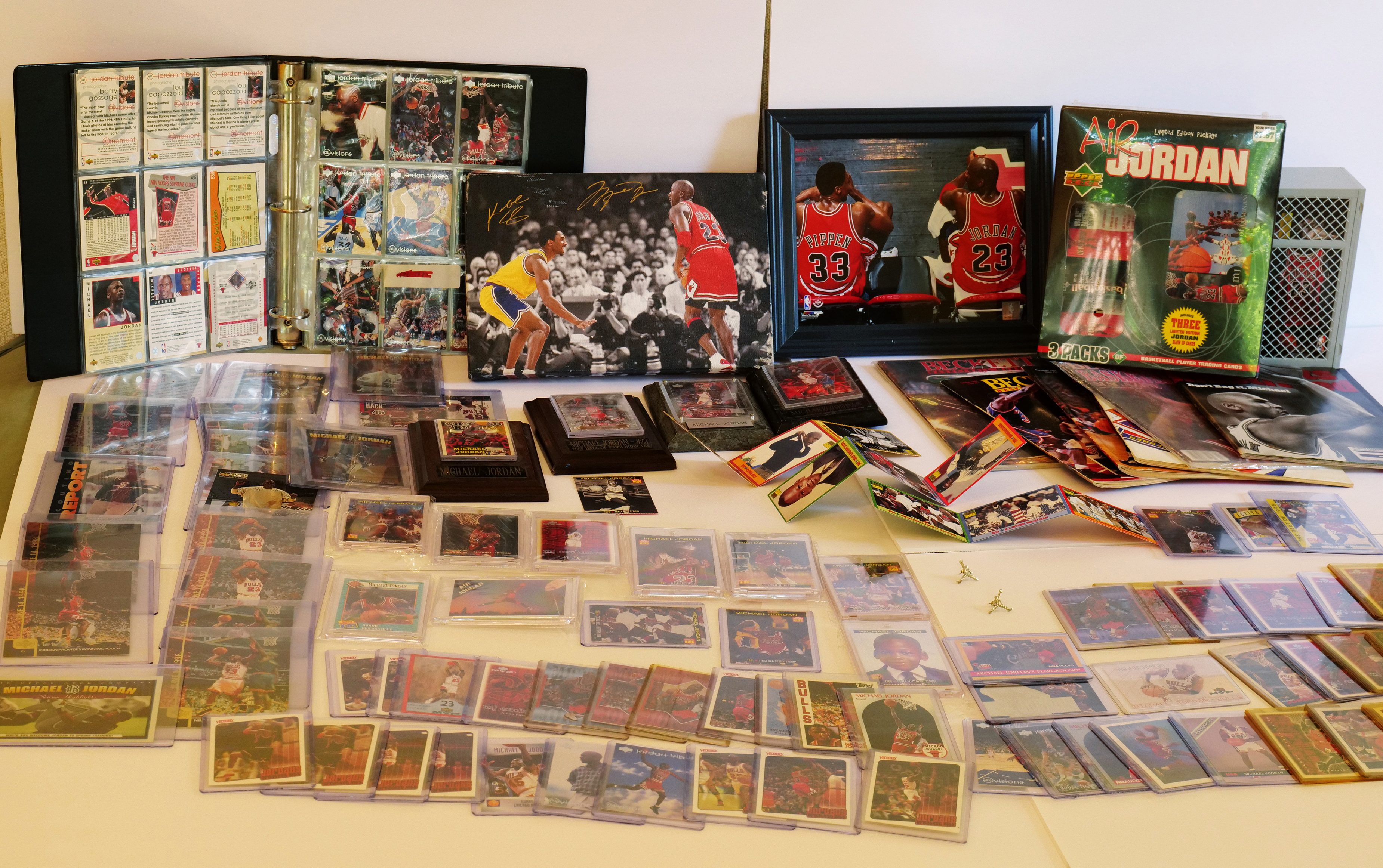 Michael Jordan Basketball Lot 190+ Cards & Memorabilia Binder Sleeves Plaques