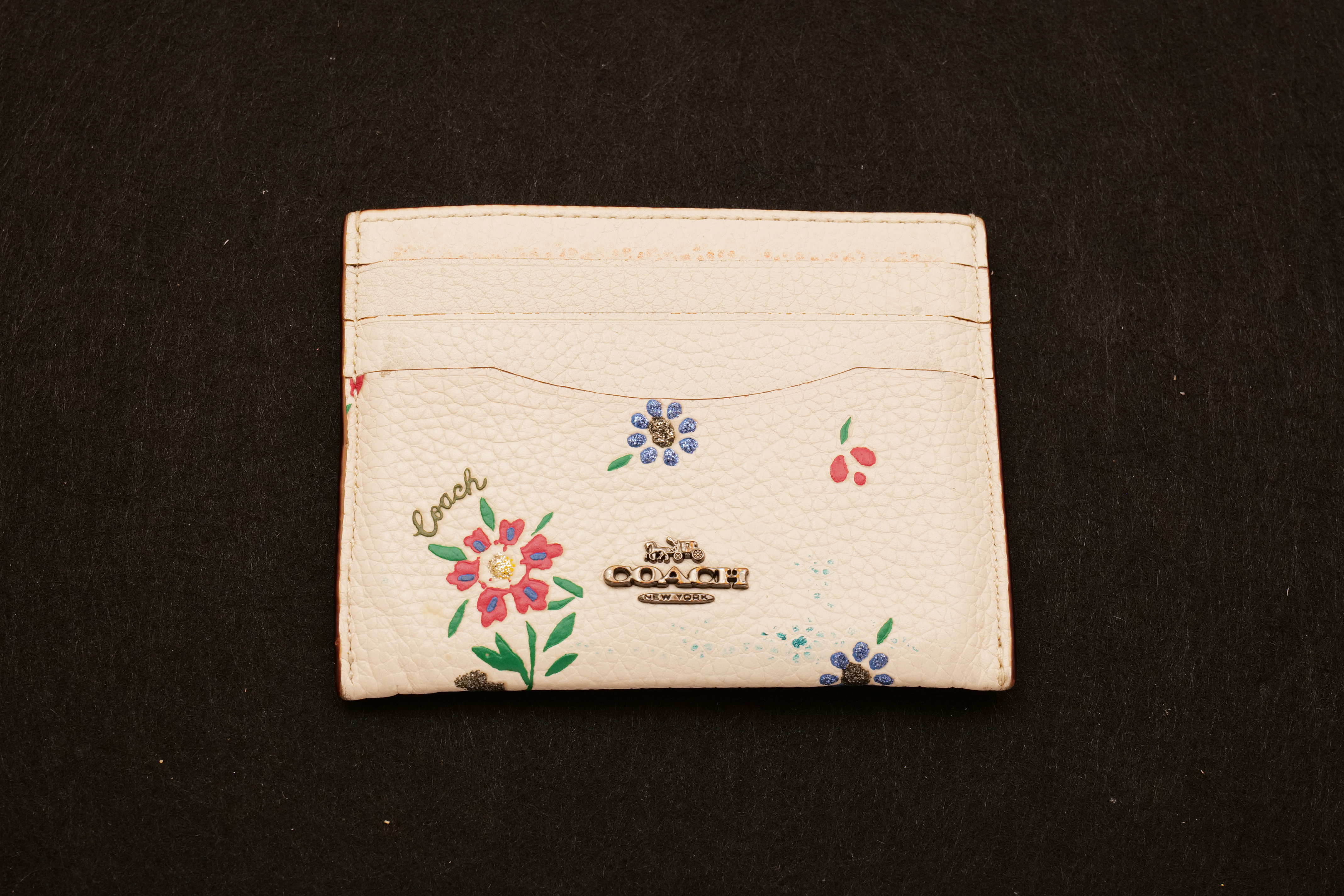 Coach Floral Printed Leather Card Case / Wallet