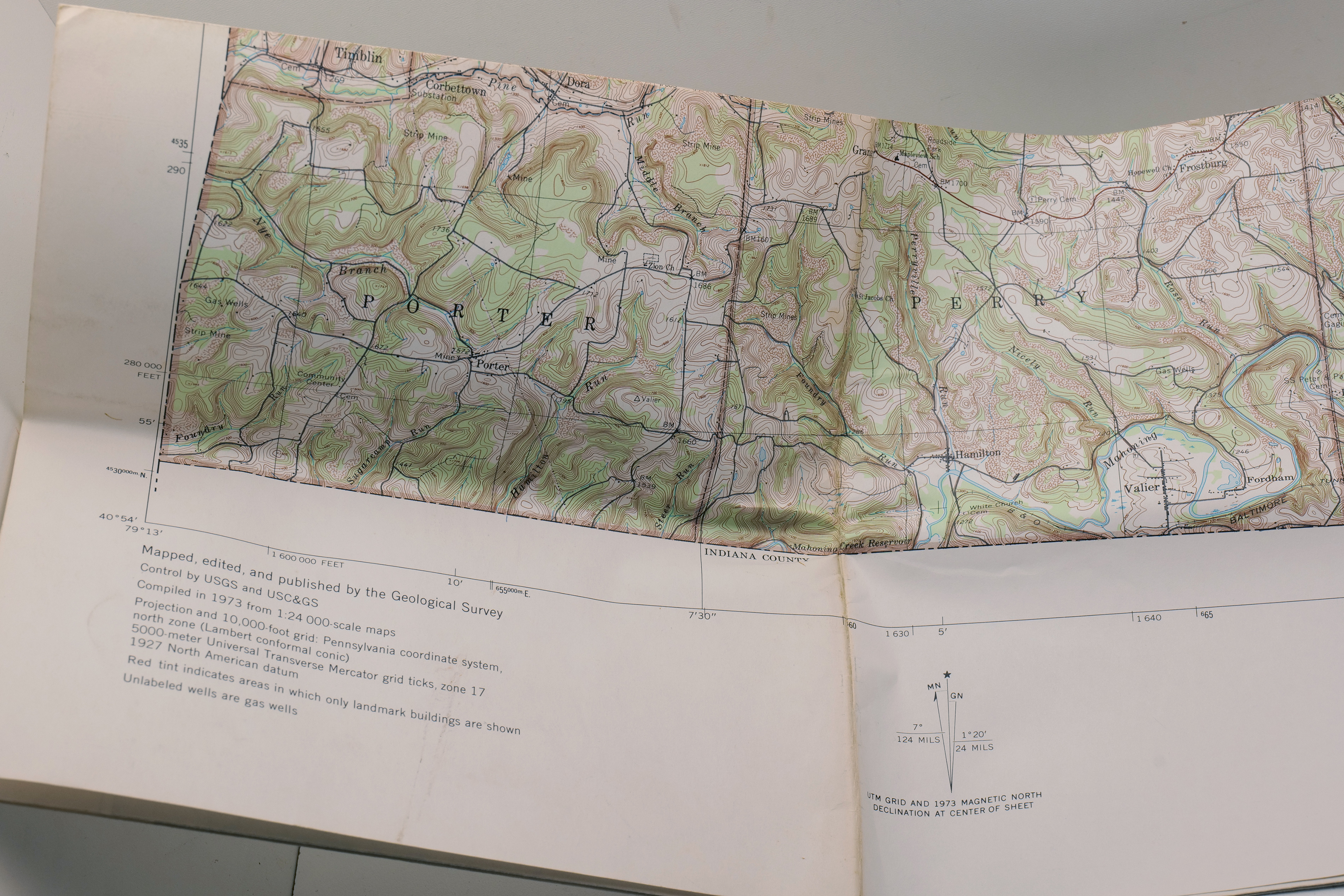 1974 USGS Topographic Map – Jefferson County Pennsylvania 29x30.5 in