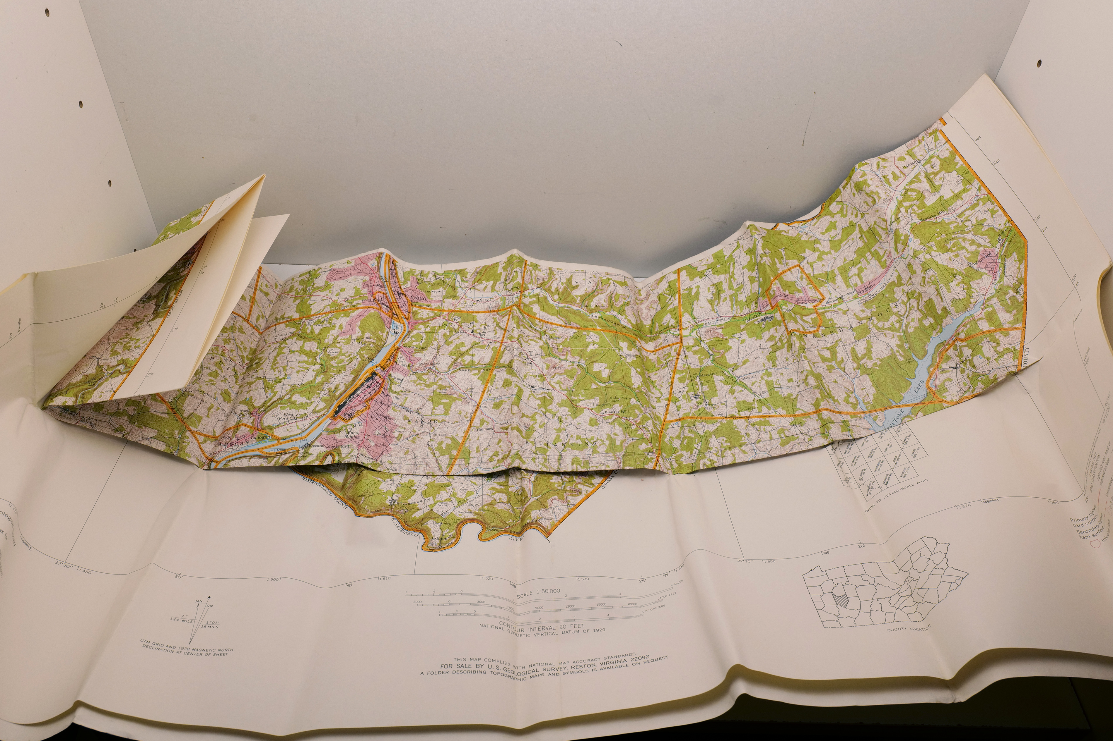 1978 USGS Topographic Map – Armstrong County Pennsylvania 39.5x29.5 in