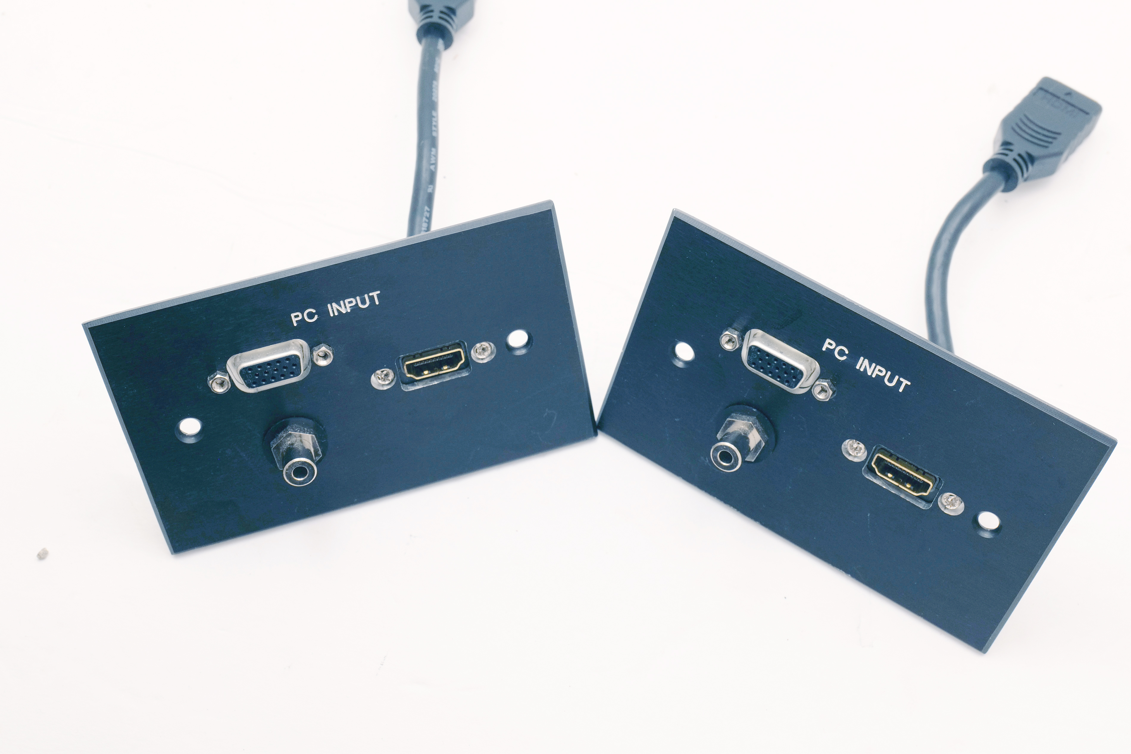 Lot of 2 PC Input Wall Plates w/ VGA, HDMI & Coax Connectors – Aluminum AV Panel – New