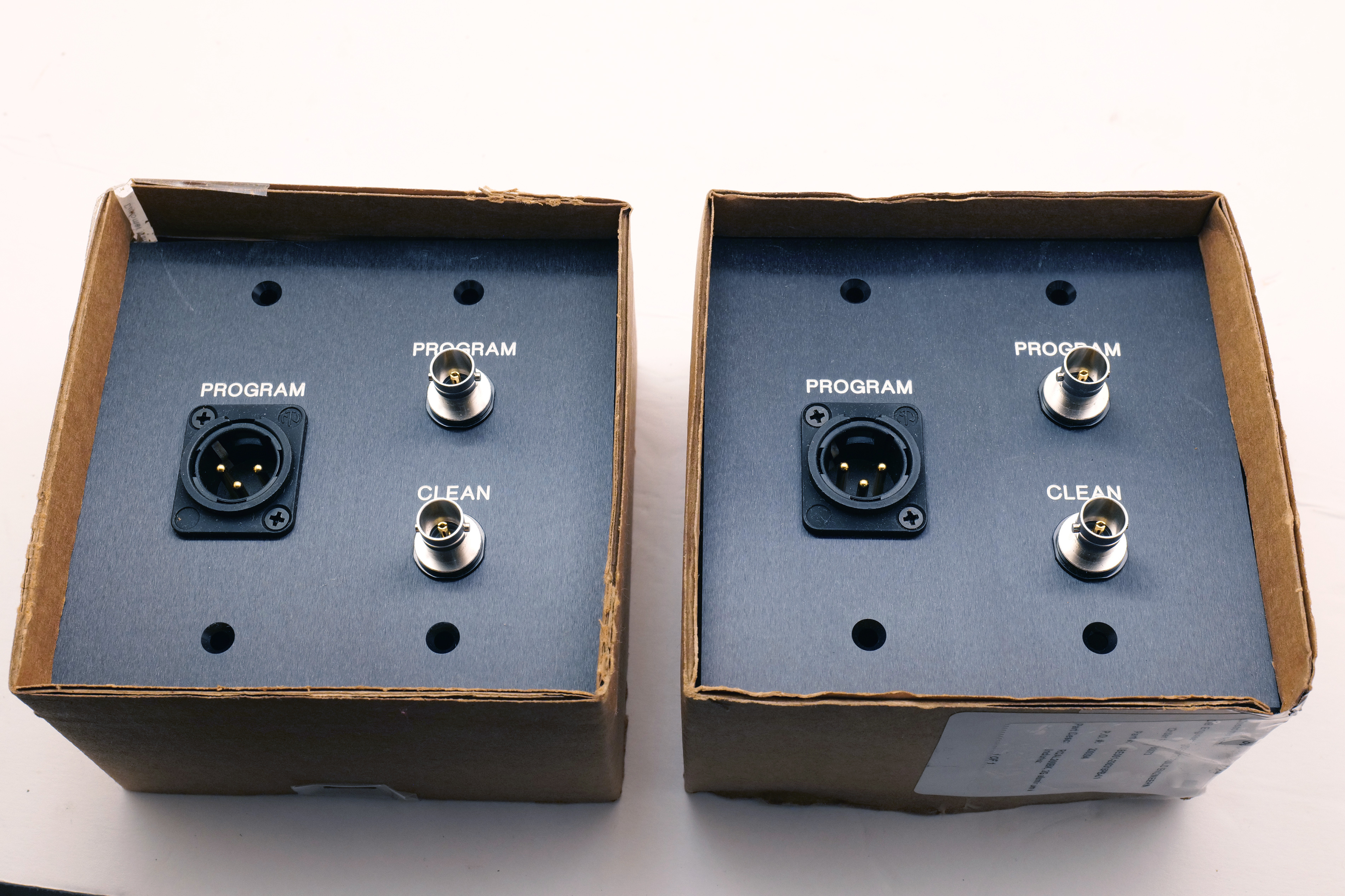 Lot of 2 RCI Custom RCIAL200BK 2-Gang Aluminum Wall/Rack Panels – XLR & BNC Connectors – New