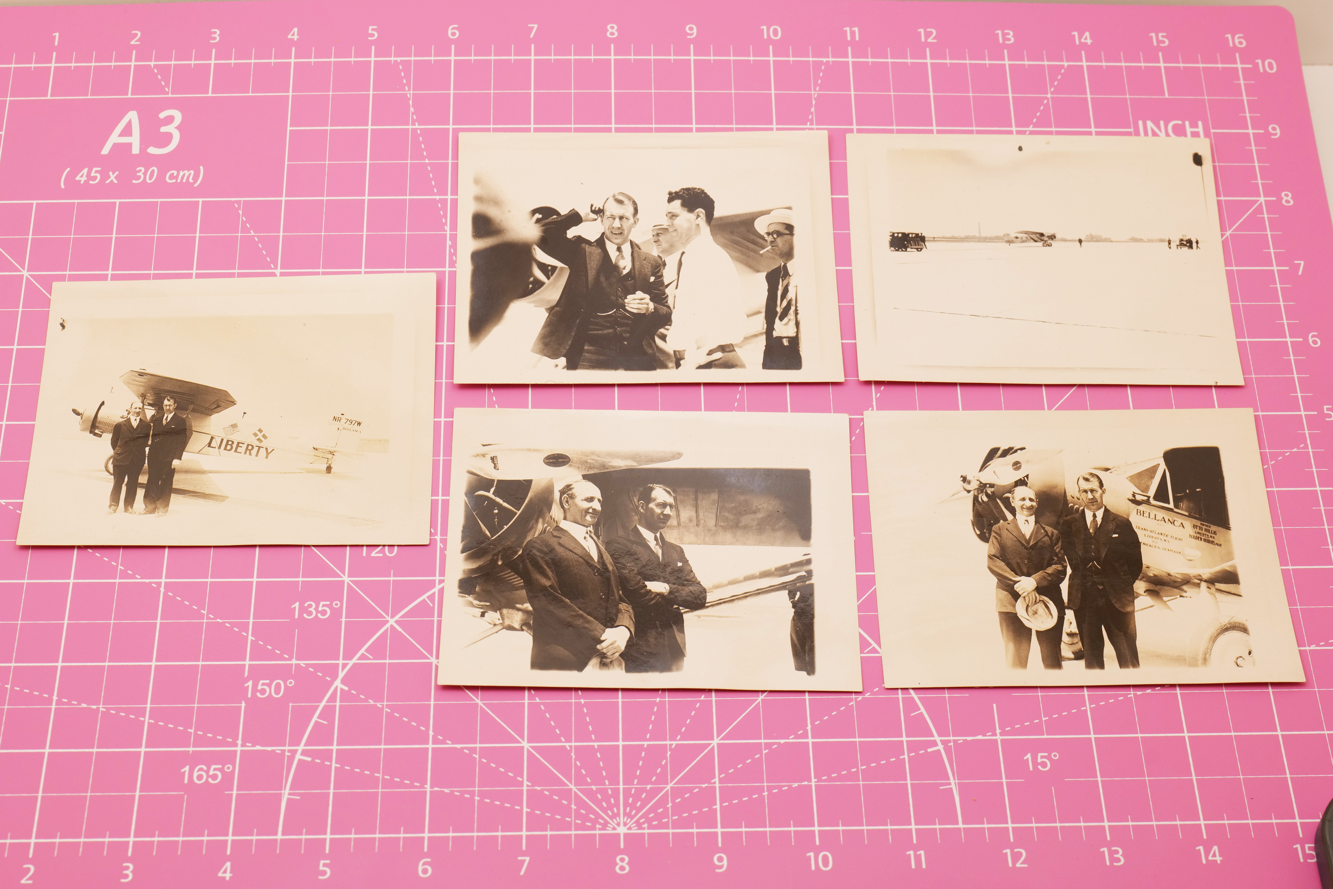 Lot of 5 Vintage 1930s Aviation Photos Pilots & Aircraft Bellanca Liberty