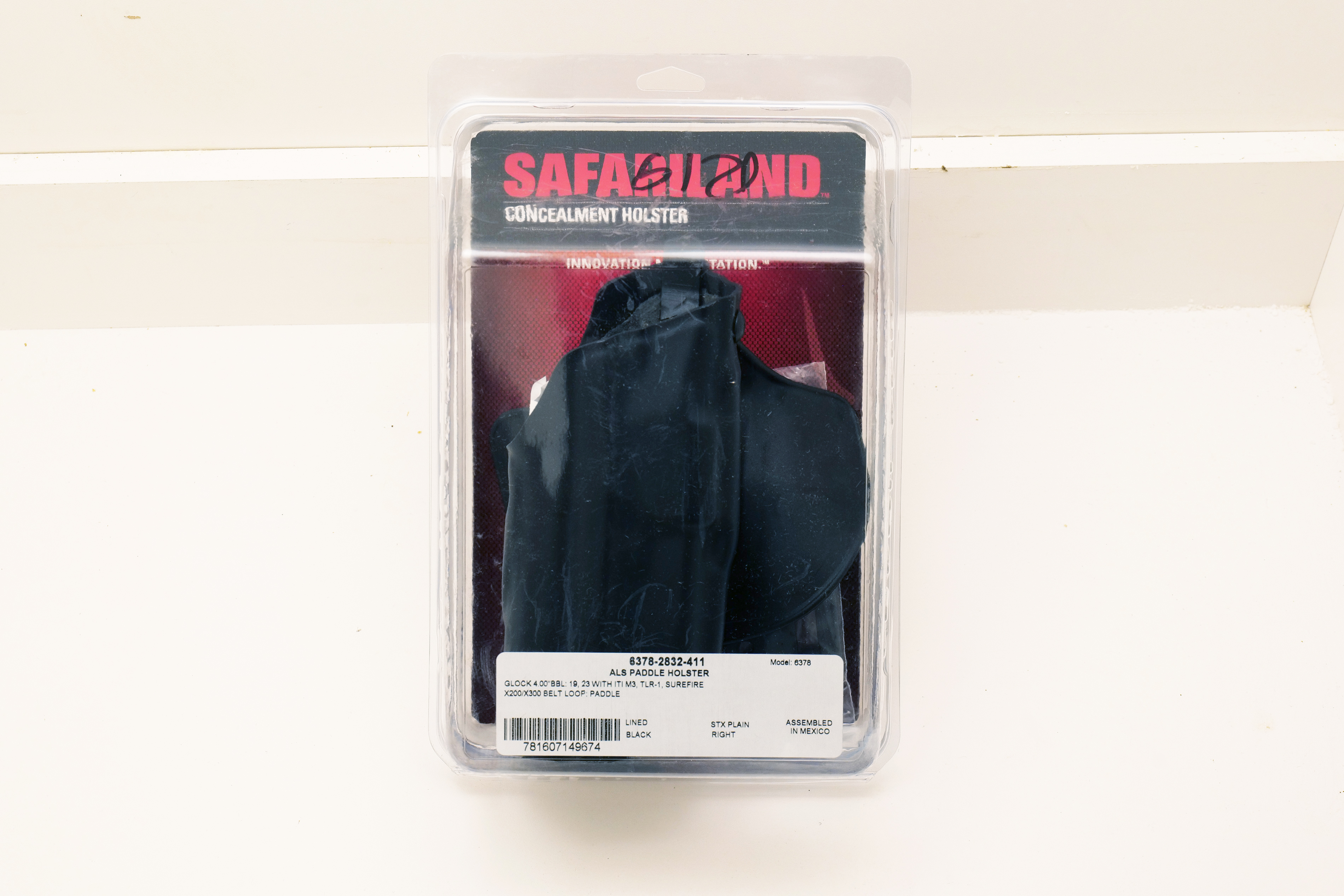 Safariland 6378-2832-411 ALS Paddle Holster Glock 19 23 32 Right Hand Black NEW in Box