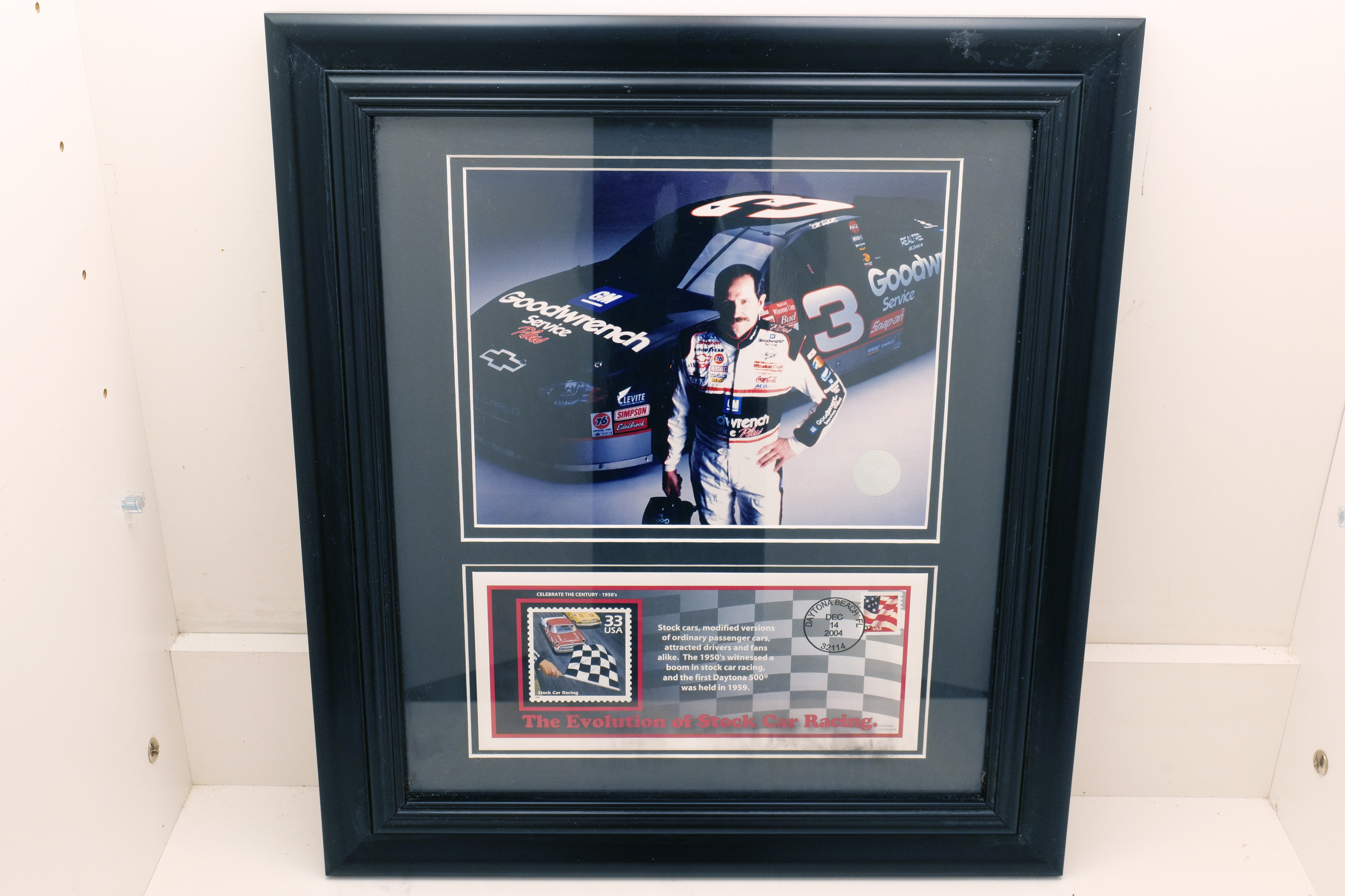 Dale Earnhardt Framed NASCAR Photo & Stamp Evolution of Stock Car Racing