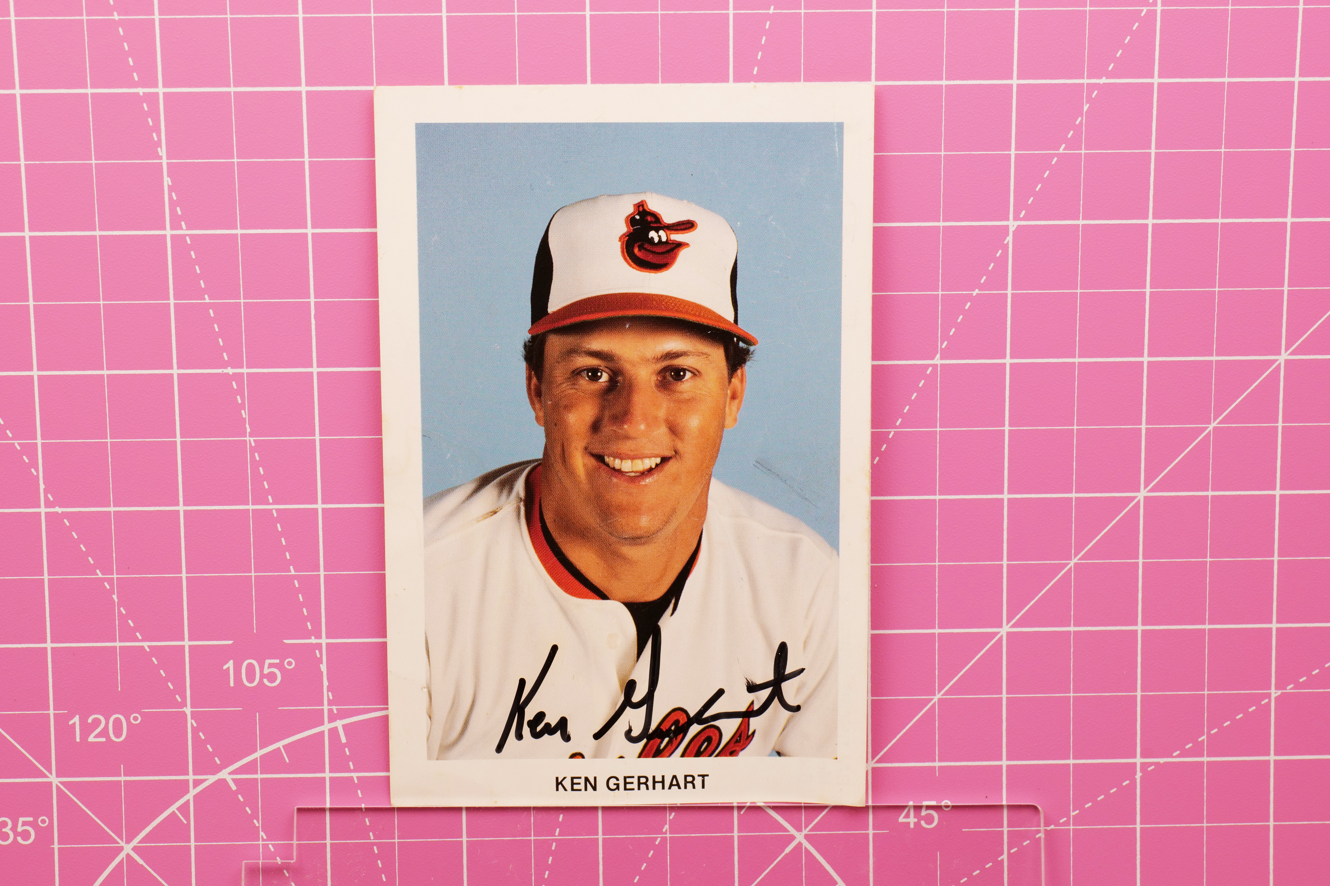 Ken Gerhart Baltimore Orioles Postcard Memorial Stadium Autographed