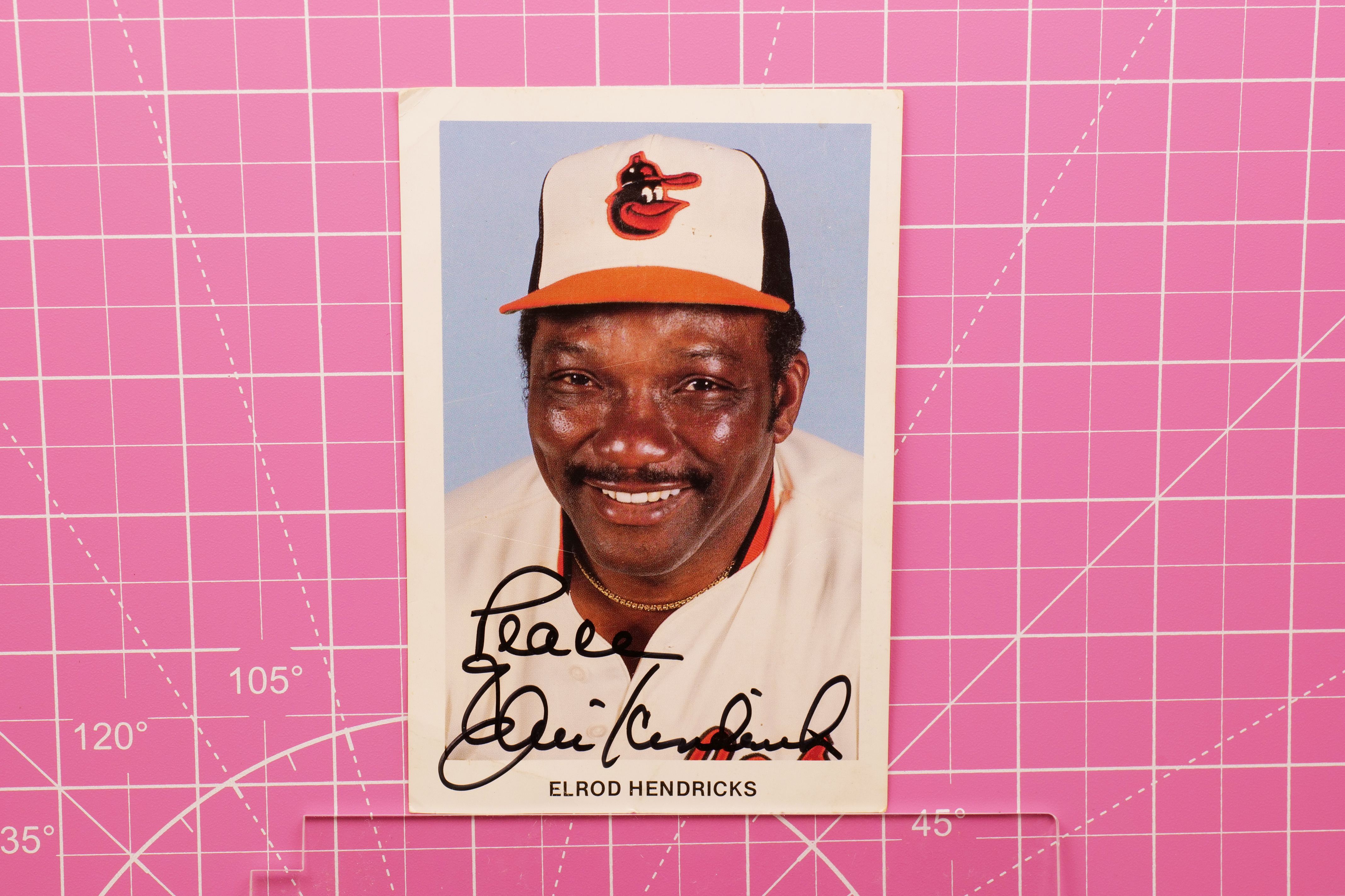 Elrod Hendricks Baltimore Orioles Postcard Memorial Stadium Autographed