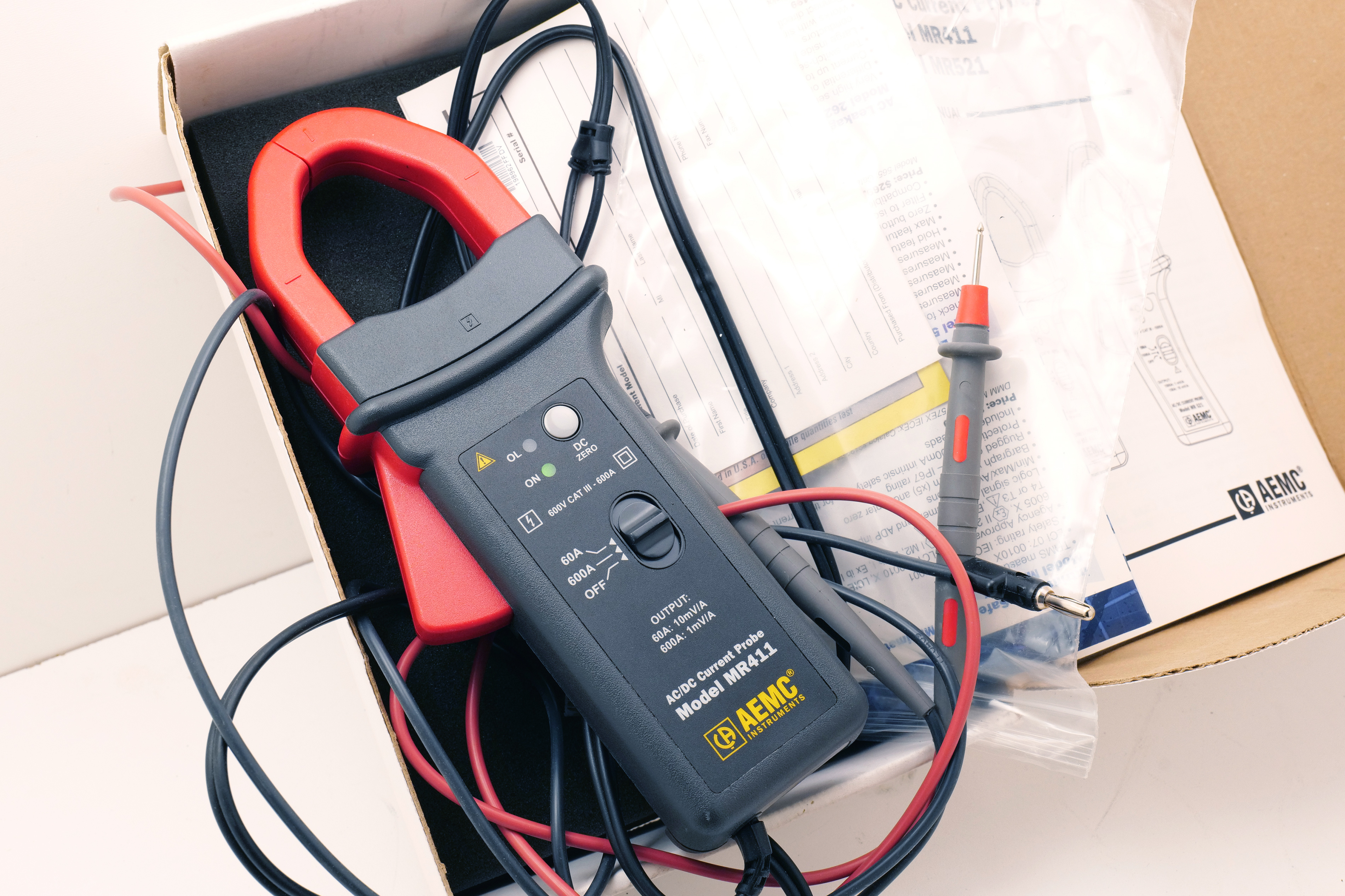 AEMC MR411 AC/DC Current Probe with Leads, Manual & Box