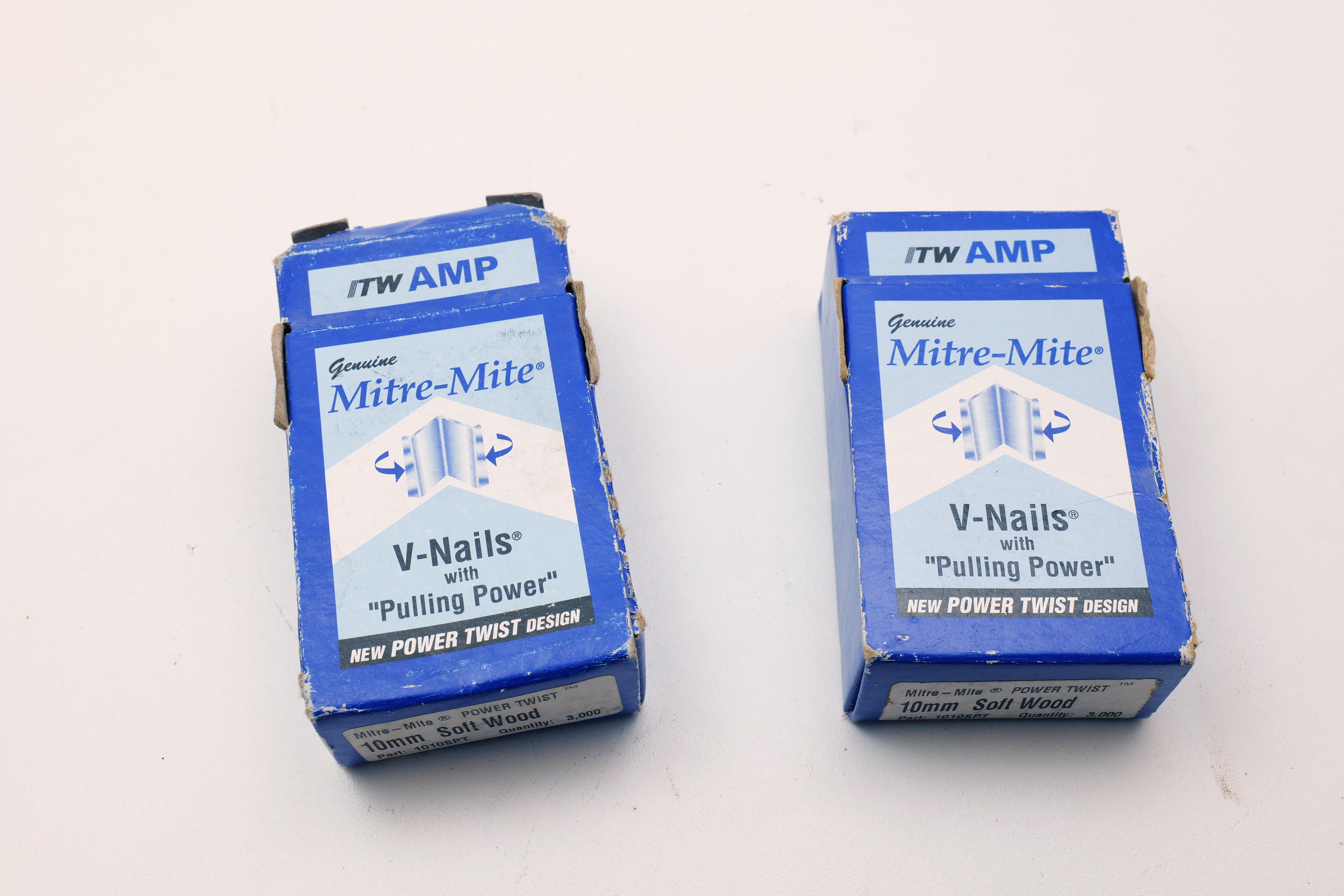 Lot of 2 Mitre-Mite AMP V-Nails Power Twist 10mm Soft Wood