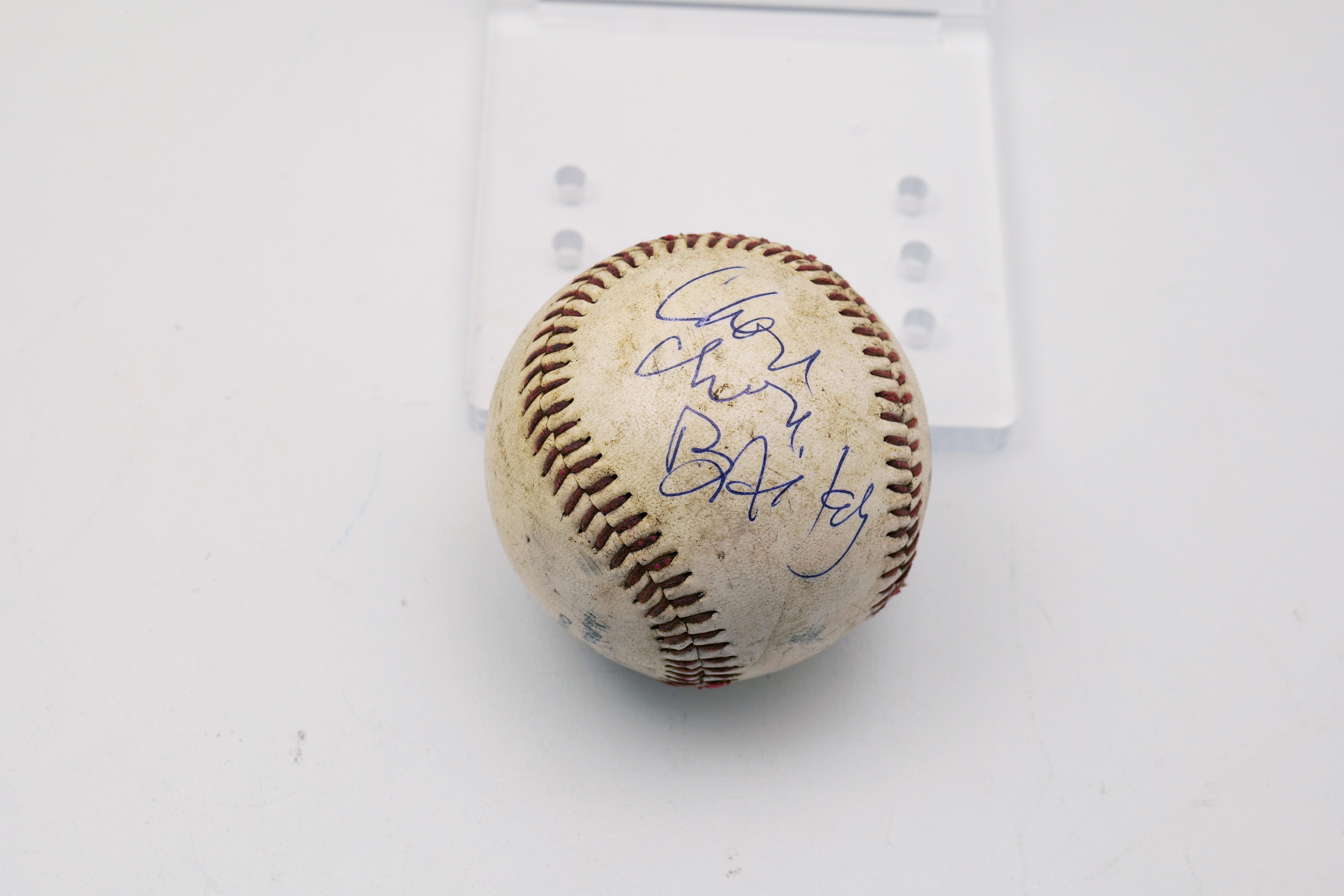 Multi-Signed Baseball w/ Unidentified Signatures, Blue Ink, Game-Used Look