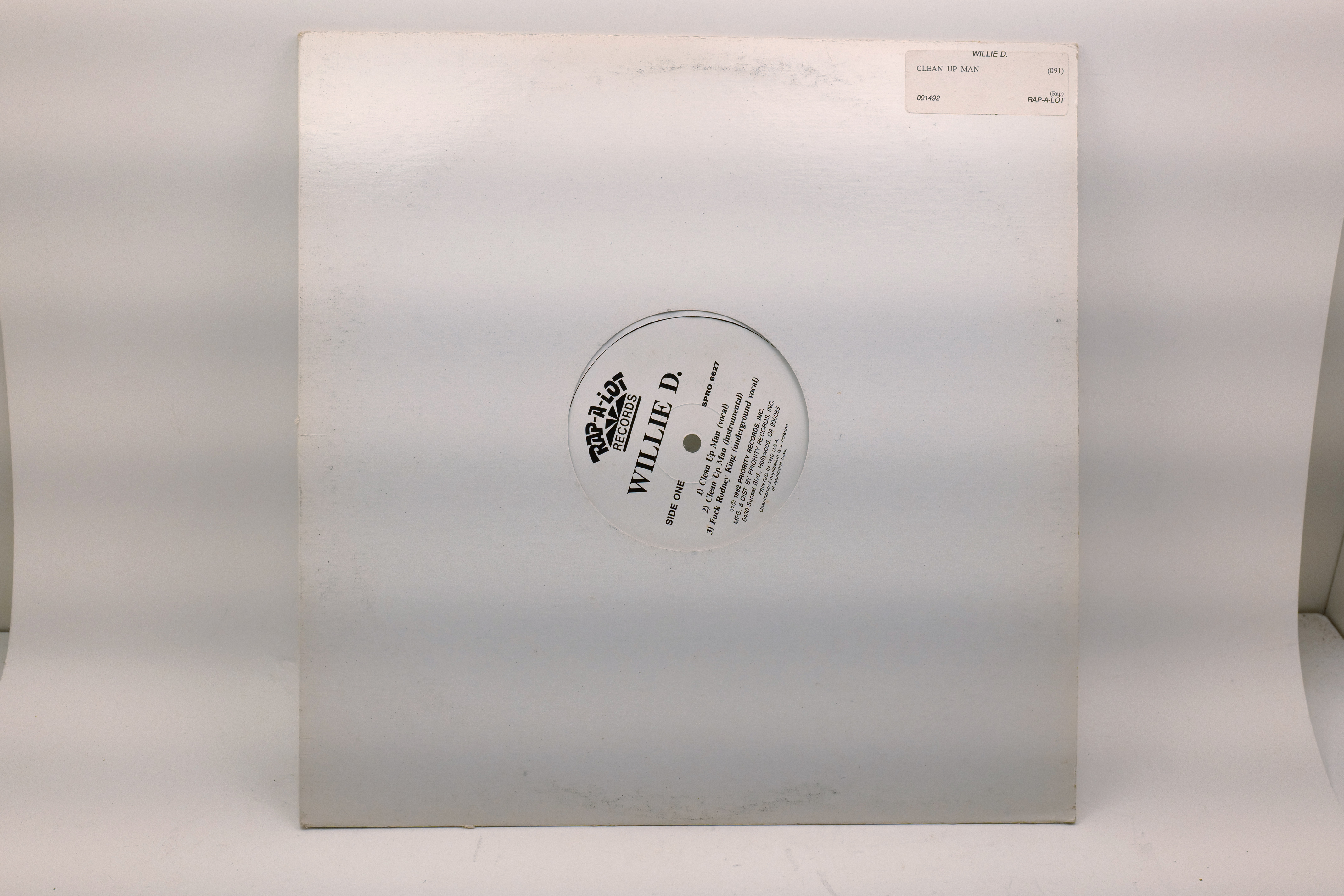 Willie D Clean Up Man 12" Single Rap-A-Lot SPRO 6627 Vinyl
