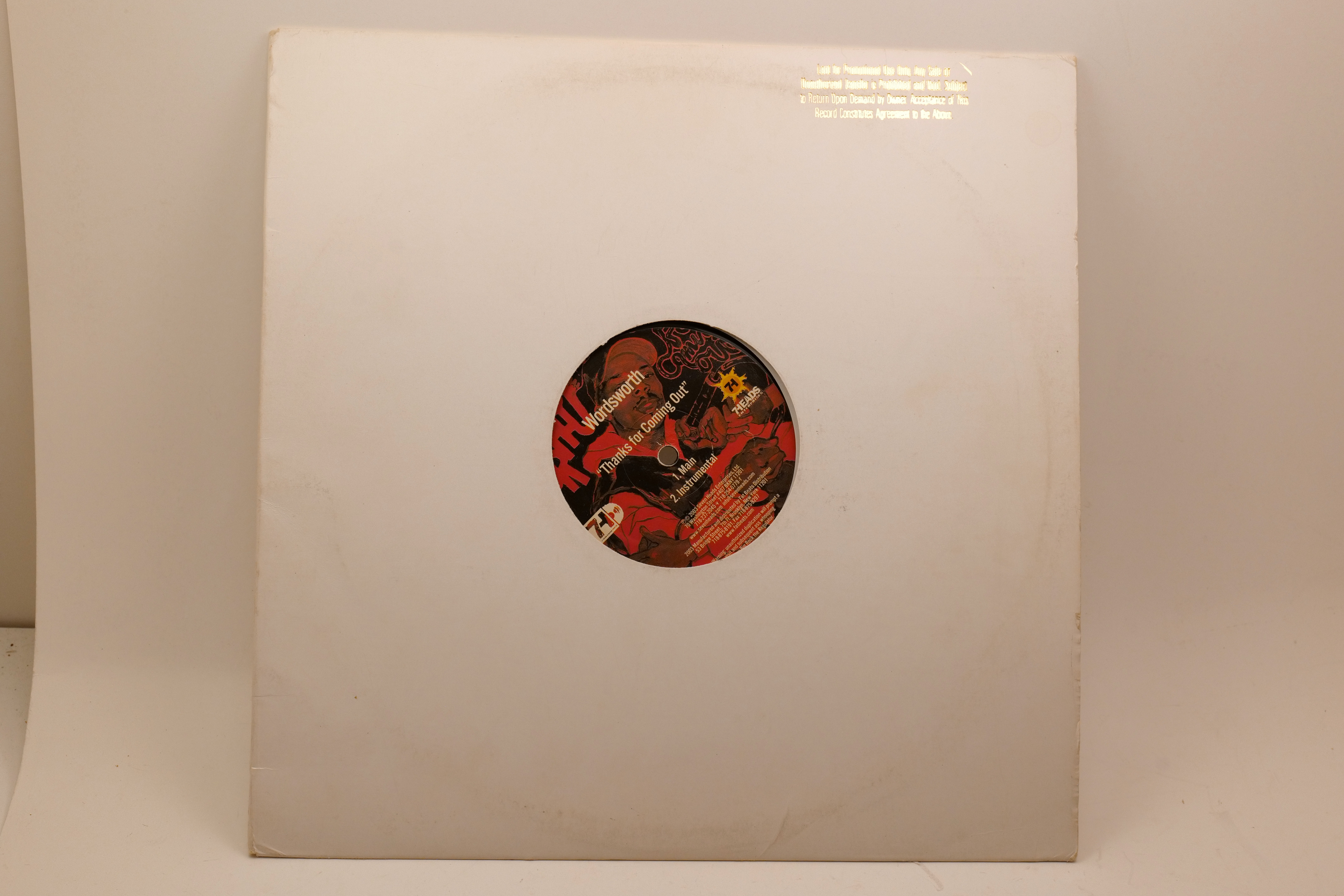 Wordsworth Thanks For Coming Out / Audessey The Gusto 12" Single 2003 7 Heads Hip Hop Vinyl